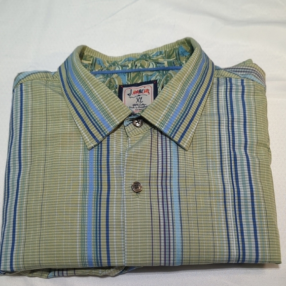 J. Garcia Men's Casual Shirt - Green and Blue Stripes - Picture 10 of 10